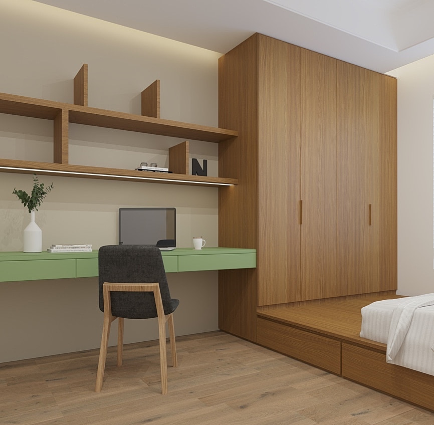 Modern Wardrobe with Study Table
