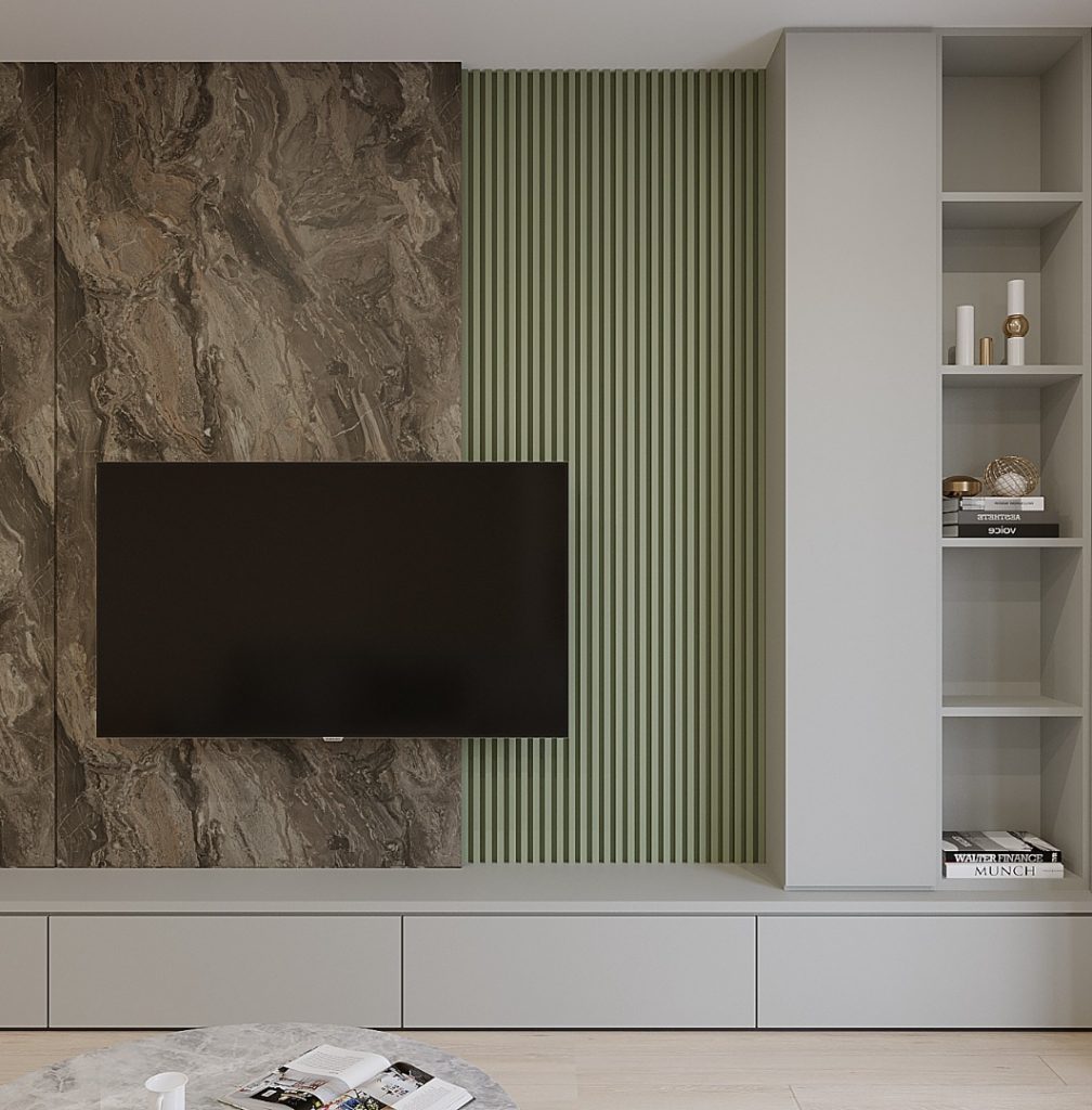 sage green fluted wall panel