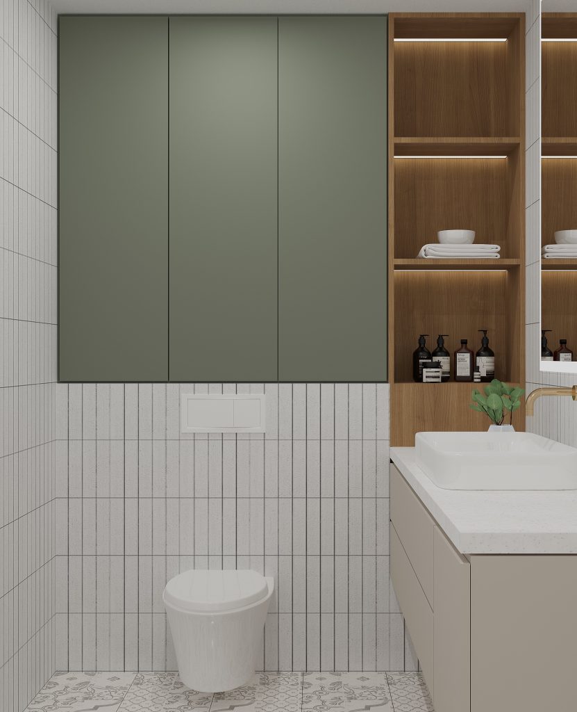 sage green laminate toilet